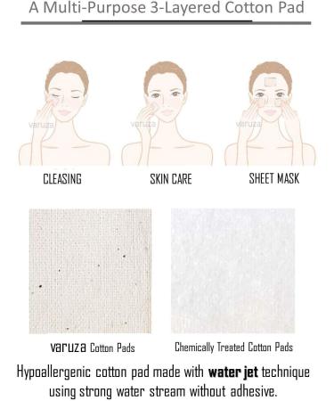Varuza Premium Unbleached 100% Cotton Pads for Face Toner - Lint Free Triple Layers for Toner, Mask, Nail & Makeup Removal - 300 Count Pack - 1.96 x 2.55 In - Buy Online on SooperMarket.com