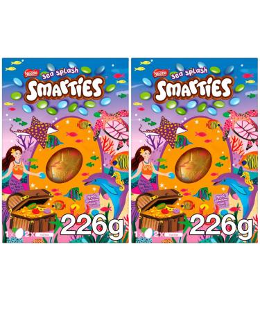 Easter Egg Bundle With Smarties Sea Splash Milk Chocolate Giant Easter Egg 226g (2 Pack)