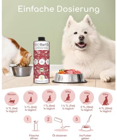 Organic Barf Feed Oil for Dogs & Cats - 1L Cold Pressed Hemp Linseed Primrose Chia Pumpkin Seed Olive Oil | Vitamin E Rich | Organic from Germany | de- ko-060 - Buy Online on SooperMarket.com
