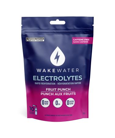 WakeWater Electrolytes Powder | Fruit Punch 10 x 7g Electrolyte Powder Packets | Rapid Rehydration | Sugar Free | No Artificial Sweetener | 0 Calories | Keto & Paleo Friendly