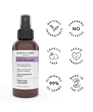 Olivia Care Lavender Hand Sanitizer 4oz - 99.9% Germ-Killing, Moisturizing, Portable - Buy Online on SooperMarket.com