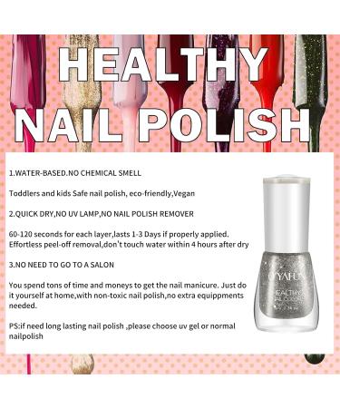 TBeautfave Clear Glitter Nail Polish Peel off Nail Polish Quick Dry & Long Lasting Nail Polish Breathable Natural Nail Varnish Healthy Water Based Non-toxic Nail Art DIY at Home 38FlashGold - Buy Online on SooperMarket.com