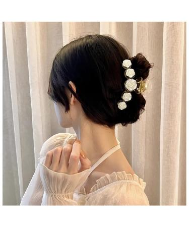 Rose Flower Hair Barrettes Vintage French Peach Camellia Claws Floral Hair Clips Accessories for Women Girls (Style A)