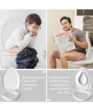 Hibbent Elongated Toilet Seat with Built-in Potty Training Seat | White Slow Close Lid for Kids & Adults - Buy Online on SooperMarket.com
