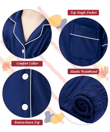 SWOMOG Unisex Kids Modal Pyjamas Set | Button-Down Short Sleeve PJs | 6-7 Years | Navy Blue - Buy Online on SooperMarket.com