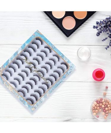 20 Pairs Natural Faux Mink False Eyelashes | Handmade & Reusable | Fluffy Volume Long Thick Lashes | 12mm | Pack of 1 - Buy Online on SooperMarket.com