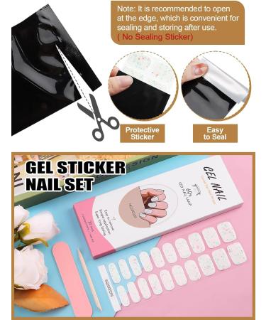 Kalolary 20PCS Luminous Glitter Gel Nail Polish Strips - Glow in The Dark Adhesive Nail Art Sticker Set - Waterproof Full Wrap Gel Nail Wrap Stickers - with Nail File and Stick - Pure White - Buy Online on SooperMarket.com