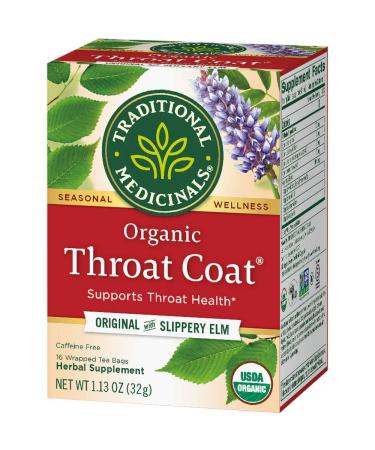 Pack of 1 x Traditional Medicinals Organic Throat Coat Herbal Tea - Caffeine Free - 16 Bags