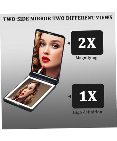 Compact Makeup Mirror Magnifying Mirror with Light Foldable 2-Sided Light Up Travel Mirror USB Rechargeable Compact Mirror 1X and 2X Makeup LED Mirror (Black) - Buy Online on SooperMarket.com