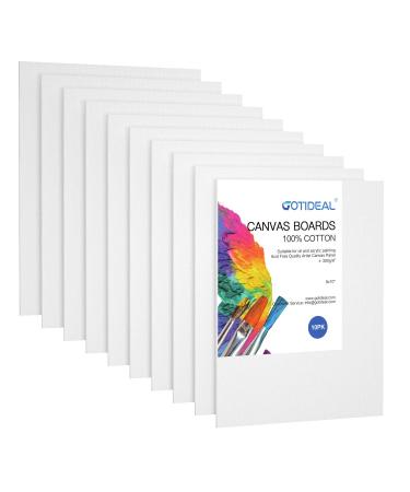 GOTIDEAL Canvas Boards  8x10 inch Set of 10 Gesso Primed White Blank Canvases for Painting - 100% Cotton Art Supplies Canvas Panel for Acrylic Paint  Pouring  Oil Paint  Watercolor  Gouache 8x10