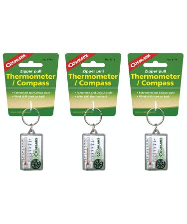 Coghlan's Zipper Pull Thermometer/Compass & (3-Pack)