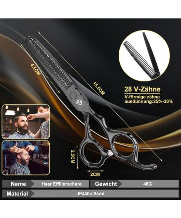 Purple Dragon Hairdressing Scissors Set 5.5 Inch Black Hair Cutting Scissors Set (Hair Scissors & Thinning Scissors) with 2 Combs Hair Beard Trimming Shaping Care for Men Women Family Barber - Buy Online on SooperMarket.com