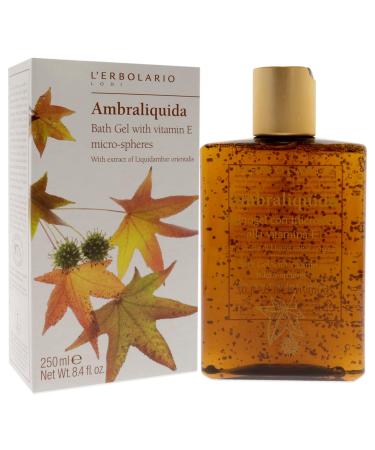 L'Erbolario Ambraliquida Bath Gel - Vitamin E Infused Toning & Protective Skin Care - Amber Creamy Fragrance - 8.4 oz - International Shipping Available - Buy Online on SooperMarket.com