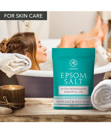 Epsom Bath Salt 35 Oz with Peppermint Essential Oil | 100% Pure Magnesium Sulphate Crystals for Skin Care & Relaxation - International Shipping - Buy Online on SooperMarket.com