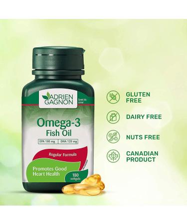 Adrien Gagnon - Omega 3 Fish Oil 1000mg 180 Softgels 180mg EPA and 120mg DHA Supplements for Heart Health and Brain Support Premium Fish Oil Vitamins for Adults and Kids - Buy Online on SooperMarket.com