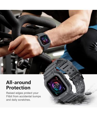 amBand Compatible for Fitbit Versa 4/ Fitbit Versa 3/ Fitbit Versa 2/ Fitbit Versa Lite/Fitbit Sense 2/ Fitbit Sense Bands with Case Protective Case Strap Rugged Sport Protector Wristbands Men Gray Gray Fitbit Sense 2/1 & Versa 4/3/2/1 & Versa Lite - Buy Online on SooperMarket.com