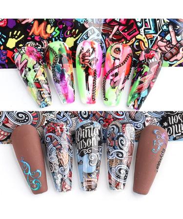 Luxury Graffiti Nail Foils Transfer Stickers - 10PCS Style 8 - Buy Online on SooperMarket.com