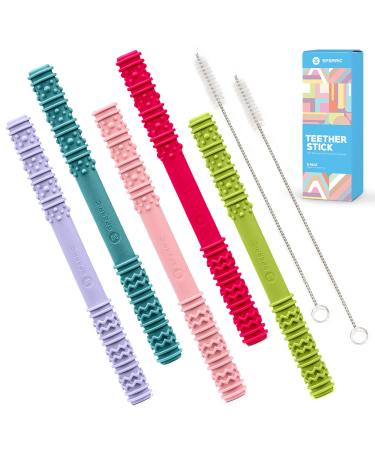 Baby Hollow Teething Tubes - Soft Silicone Teether Toys for Babies Helps Soothe Teething Irritation BPA Free Food Grade Silicone Cleaning Brush's Included  Easy to Clean (Multicolor)