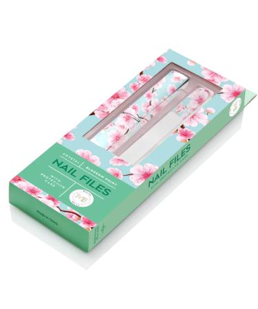 Malva Belle Best Crystal Glass Nail File Long Lasting Double Sided Tempered Glass File Professional Salon Manicure/Pedicure Filing Tool for Natural Nails - Cherry Blossom (3mm) Cherry Blossom Print 3mm