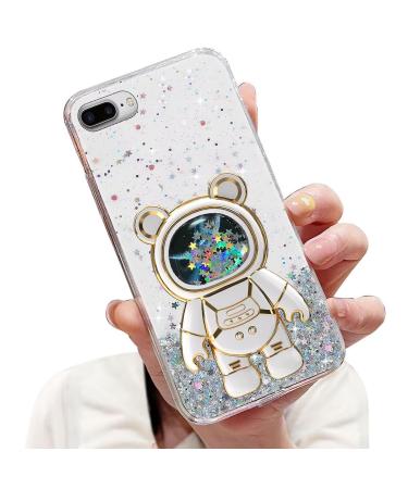 Tivenfezk Nadoli for iPhone 7 Plus/8 Plus Treibsand B r astronaut Hidden Stand case caricature glitter astronaut stand soft silicone bling mobile phone case.