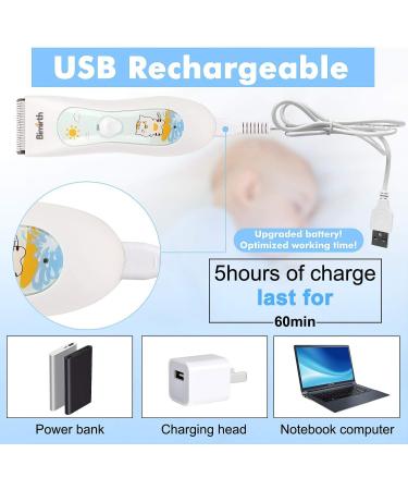 Bimirth Baby Children Hair Clippers | Cordless & Quiet with Safe Ceramic Blade | USB Rechargeable & Waterproof | 3 Guide Combs | White - S12 - Buy Online on SooperMarket.com