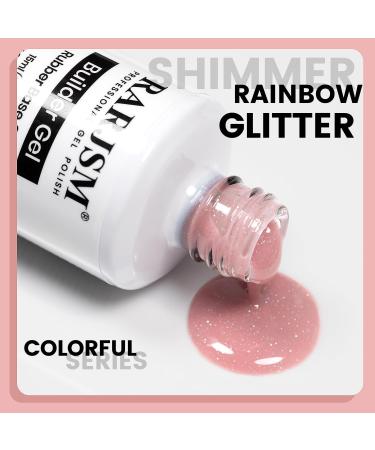 RARJSM Nude Rubber Base Gel Nail Polish - 15ml Iridescent Light Pink Rubber Builder Gel with Rainbow Glitter for French Manicure - Quick Extend & Soak Off - Buy Online on SooperMarket.com