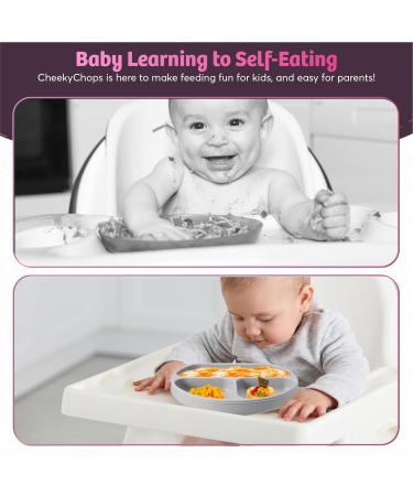 CHEEKYCHOPS 9 PCS Baby Weaning Set & Ebook - Slate Grey | Baby Plate, Bib, Cup, Bowl, Spoon & Recipe Ebook - Buy Online on SooperMarket.com