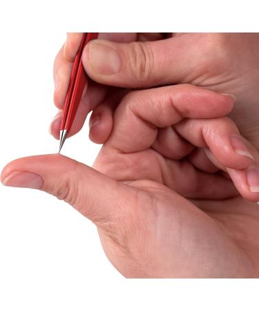 FAUDE Pointed Tweezers - Precision Stainless Steel Tweezers for Splinters Thorns & Ingrown Hairs | 10cm Red | International Shipping - Buy Online on SooperMarket.com