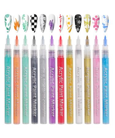 Nail Art Pen Nail Art Pens Nail Art Tools 12PCS Nail Art Tools 3D Colorful Nail Polish Pens for Womens DIY Graffiti Drawing Nail Art Polish Fine Tip Nail Polish Set for Manicure Tools