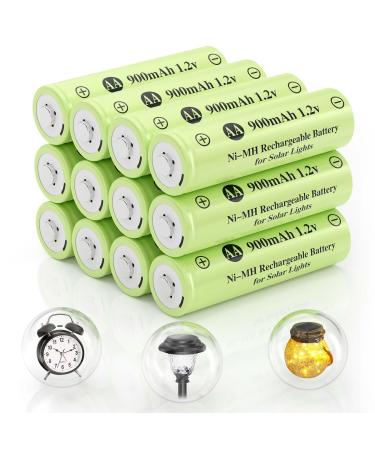 AA 1.2V Ni-MH Rechargeable Battery Double A 900mAh 1.2V Rechargeable Battery Pre-Charged High Capacity for Garden Landscaping Outdoor Solar Lights String Lights Pathway Lights (12pack) AA 900mAh 12Pack
