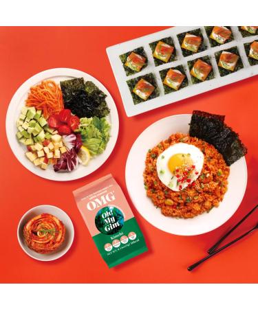 Koreafood OMG OH My Gim Seaweed Snacks - Vegan Sea Salt & Green Tea 16 Pack | Dried Nori & Algae Chips | Authentic Korean Food - Buy Online on SooperMarket.com