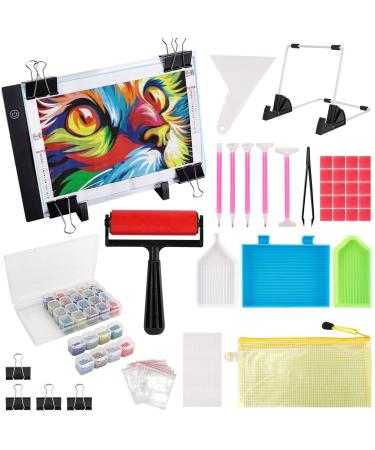 (159PCS) Diamond Painting A4 LED Light Pad Kit DIY Dimmable Light Brightness Board LED Artcraft Tracing Light Table Reusable A4 Painting Pads Great for Full Drill & Partial Drill 5D Diamond Painting. A4 Led pad