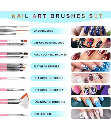 Fandamei 22-Part Nail Art Brush Set - 15 Nail Brushes 5 Dotting Pens Sponge Brushes & Tweezers for Perfect Nail Design | International Shipping - Buy Online on SooperMarket.com