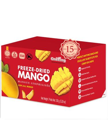 ONETANG Freeze-Dried Fruit Mango Chips, 15 Pack Single-Serve Pack, Non GMO, Kosher, No Add Sugar, Gluten free, Vegan, Holiday Gifts, Healthy Snack 0.35 Ounce