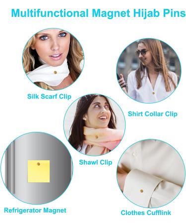 8 PCS Magnetic Hijab Pins | Multi-Use Colorful Magnets for Women's Scarves | No More Pinholes! (Silver/Gold/Rose Gold/Bronze/Black/Frosted Gold/Nude/White) - Buy Online on SooperMarket.com