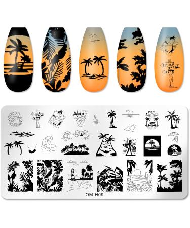 Tebi Nail Art Stamp Template - Valentine's Day Coconut Tree Love Heart Kiss Flower & Leaf Designs | Perfect for Creative Nail Art - Buy Online on SooperMarket.com