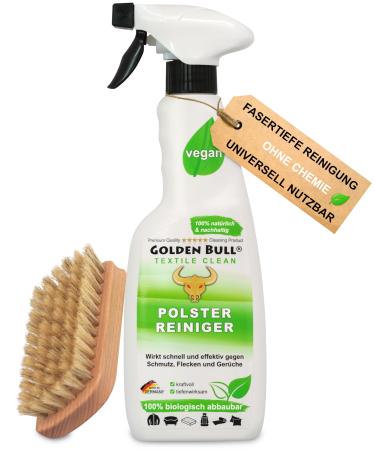 Golden Bull upholstered cleaner for sofa & Auto 500ml + upholstered brush strong - vegan - without chemistry natural upholstery cleaner & stain remover for upholstered furniture couch and car seat from de Transparent 500 ml (1 Pack)