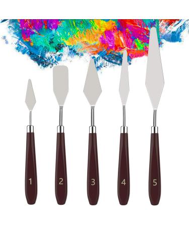 KELIFANG 5 Pieces Painting Knives Stainless Steel Palette Knife Set, Paint Scraper Oil Paint Accessories for Oil Painting, Acrylic Painting, Color Mixing and Thick Paint Applications