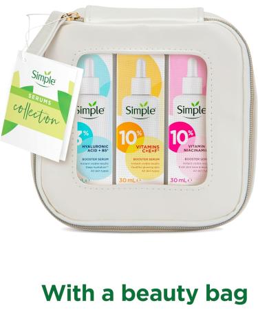 Simple Booster Serum Collection Gift Set With a Small Travel Beauty Bag Face Serums for Her 3 piece - Buy Online on SooperMarket.com