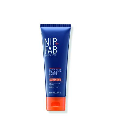 Nip + Fab Glycolic Acid Fix Face Scrub Extreme with Salicylic Acid, Aloe Vera AHA/BHA Exfoliating Facial Cleanser Polish for Refining Pores Skin Brightening, 75 ml 2.5 fl oz