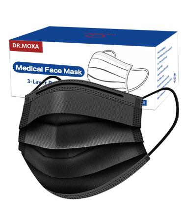 100Pcs Medical Grade Black Disposable Face Masks -3 Ply Face Mask for Adults -USA Made Masks, Comfortable,Soft, Breathable