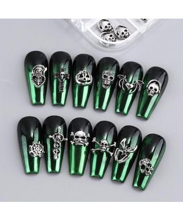RUNRAYAY 36Pcs Halloween Nail Art Charms Nail Charms 3D Cross Nail Art Supplies skull Shape Design Nail Gems Shiny Nail Jewelry Acrylic Nail Accessories for Women Nail Decorations with a Box - Buy Online on SooperMarket.com