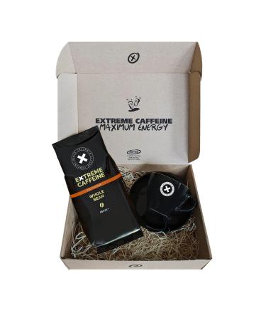 Black Insomnia coffee gift i gift box with entire beans cappuccino cup and saucer i 100% naturally i acid dark roasting 453g gift box 453 g (1 Pack)