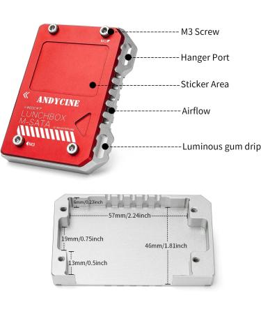 Andycine Magnalium Case for mSATA SSD | Compatible with Atomos Ninja V, V+, Flame, Inferno, Shogun Inferno | Includes mSATA to SATA Adapter - Buy Online on SooperMarket.com