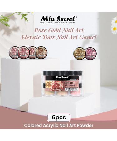 Mia Secret Rosegold Colored Acrylic Nail Art Powder Collection - 6PC | International Shipping Available - Buy Online on SooperMarket.com