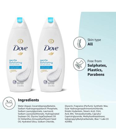 Dove Gentle Exfoliating Body Wash 22oz, Pack of 2 - Visibly Smoother Skin, Washes Away Bacteria, Nourishing Formula - Buy Online on SooperMarket.com