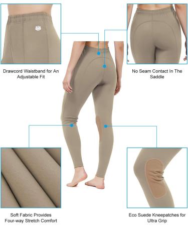 FitsT4 Kids Performance Riding Tights - Flex Knee Patch Breeches for Girls in Khaki (Large) - Buy Online on SooperMarket.com