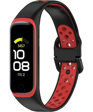 Two-Toned Silicone Wristband for Samsung Galaxy Fit 2 | Red Breathable Bracelet Strap for SM-R220 Fitness Smartwatch - Buy Online on SooperMarket.com