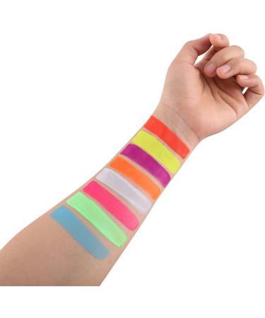 CCbeauty Neon UV Body Paint: 8 Colors Glow In The Dark Face Paint Kit with Brushes - Non-Toxic Professional Makeup for Adults Halloween Costumes - Buy Online on SooperMarket.com