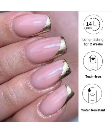 Semi Cured Gel Nails Strips - 20 Stickers Nail Wraps - Soft Self-Adhesive Gel Nail Stickers - Gold Glitter Gel Nail Strips for Nails Manicure Nail Wraps UV/LED Lamp Required Gold Edge - Buy Online on SooperMarket.com